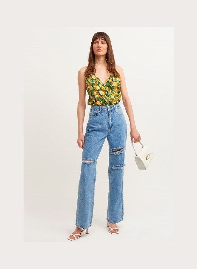 OXXO Patterned Bodysuit Blouse Green  - Image 1