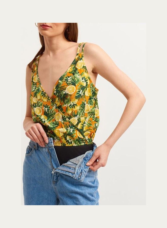 OXXO Patterned Bodysuit Blouse Green  - Image 2