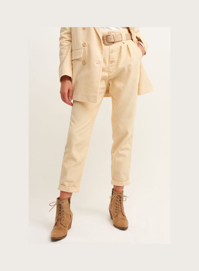 OXXO Cotton Carrot Fit Pants Beige - Image 1