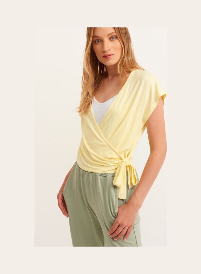 OXXO Soft Tencel T-Shirt With Wrap Optics Beige  - Image 2
