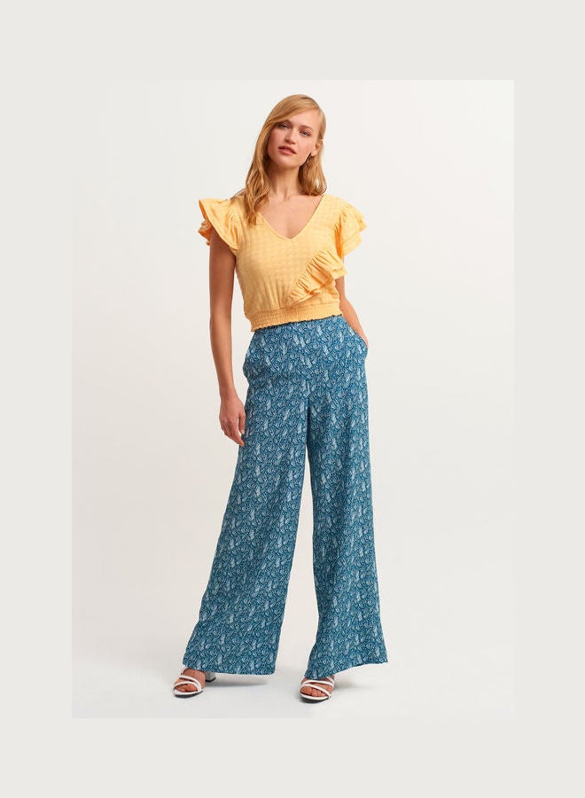 OXXO Short Blouse With Volant Details Yellow  - Image 3