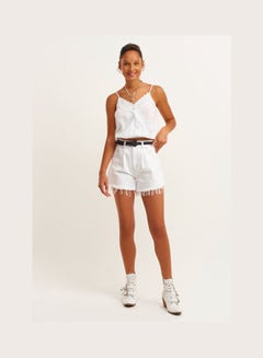 High Rise Pleated Mini Short White - v1646825605/N52863709V_2