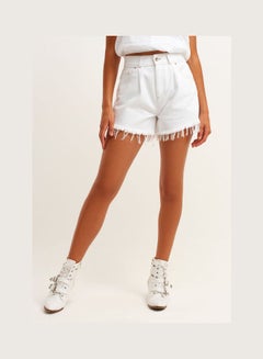 High Rise Pleated Mini Short White - v1646825605/N52863709V_3