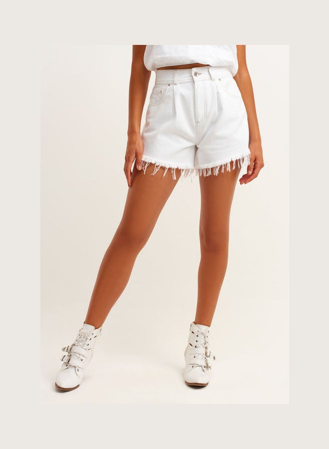 OXXO High Rise Pleated Mini Short White  - Image 2