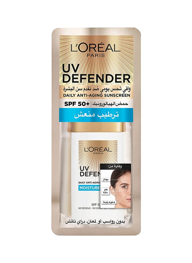 L'OREAL PARIS - UV Defender Moisture Fresh Daily Anti-Ageing Sunscreen SPF 50+ With Hyaluronic Acid 50ml - Image 1