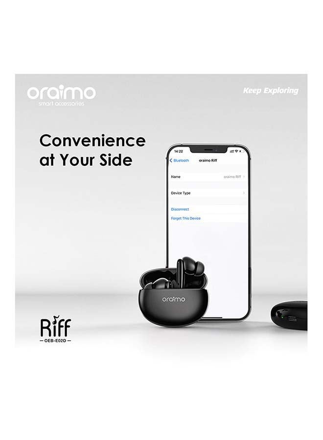 TWS Riff OEB-E02D Bluetooth 5.0 Earbuds Built-in Mic and Stereo Bass Sound Black