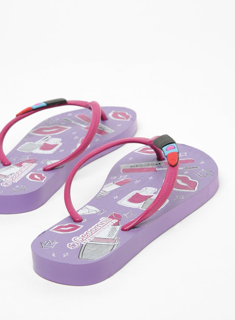 Geoomnii - Laurie Printed Slip On Slipper Purple - Image 1