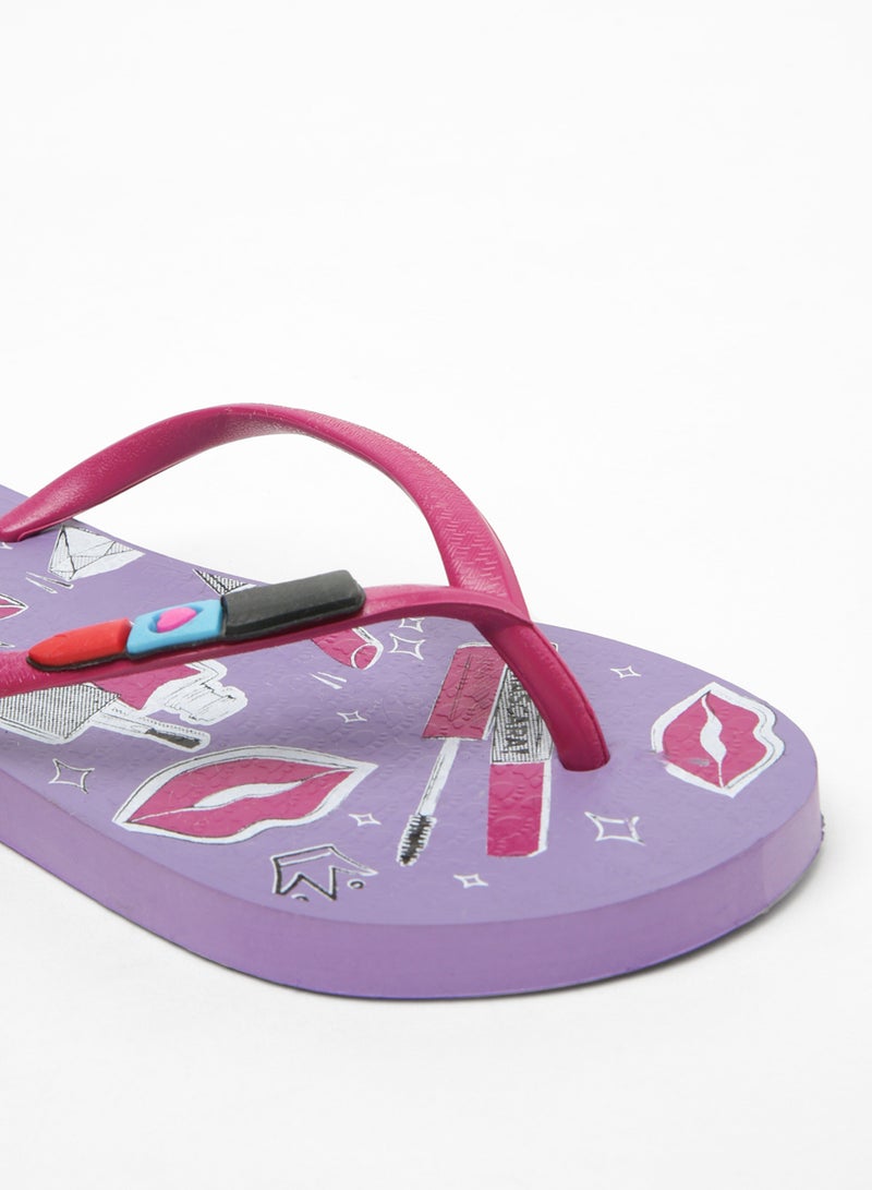 Geoomnii - Laurie Printed Slip On Slipper Purple - Image 1