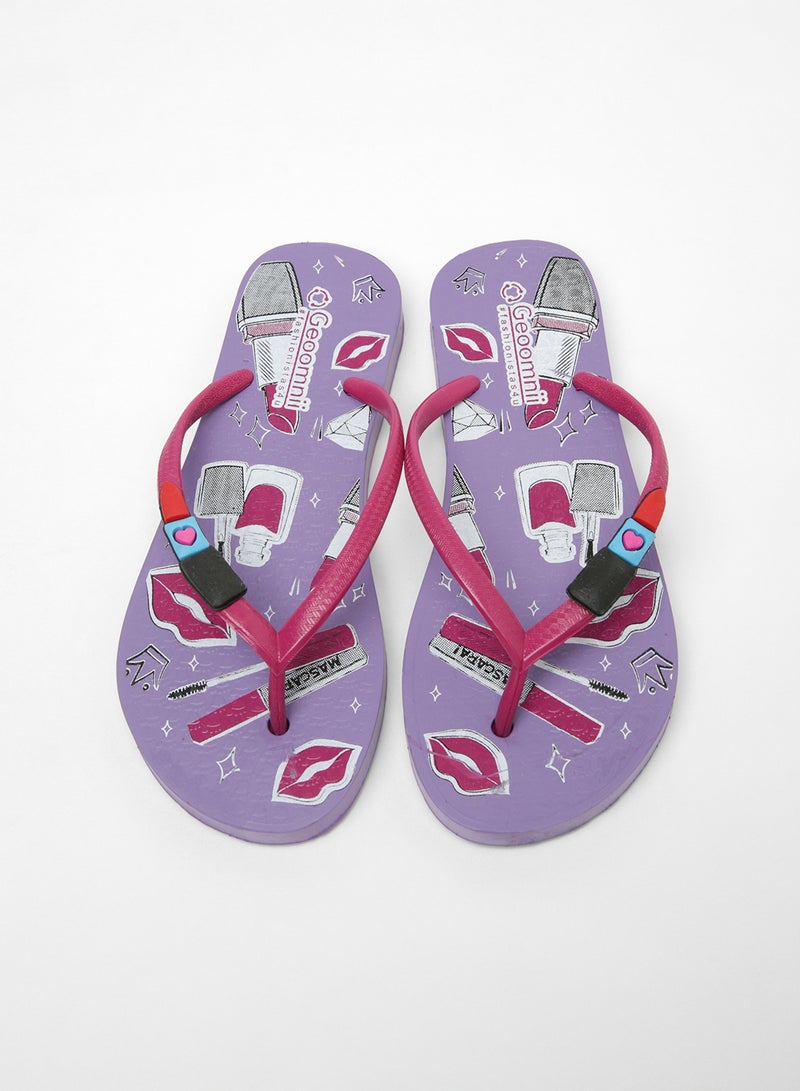 Geoomnii - Laurie Printed Slip On Slipper Purple - Image 1