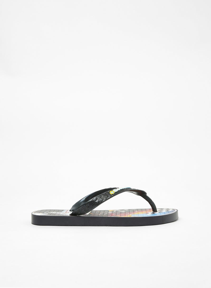 Geoomnii Dylan Printed Slip On Slipper Black  - Image 1