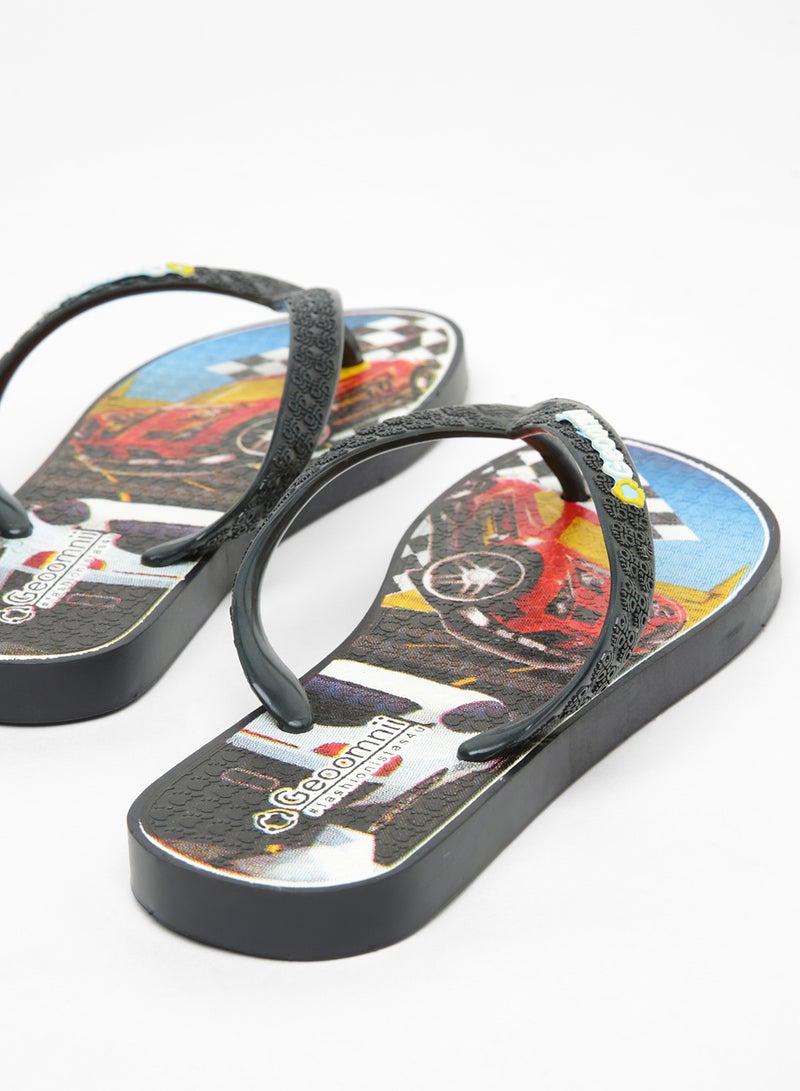 Geoomnii Dylan Printed Slip On Slipper Black  - Image 3