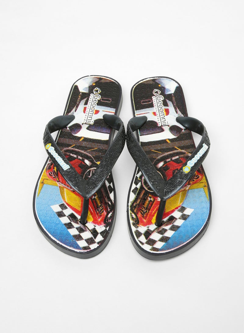 Geoomnii Dylan Printed Slip On Slipper Black  - Image 2