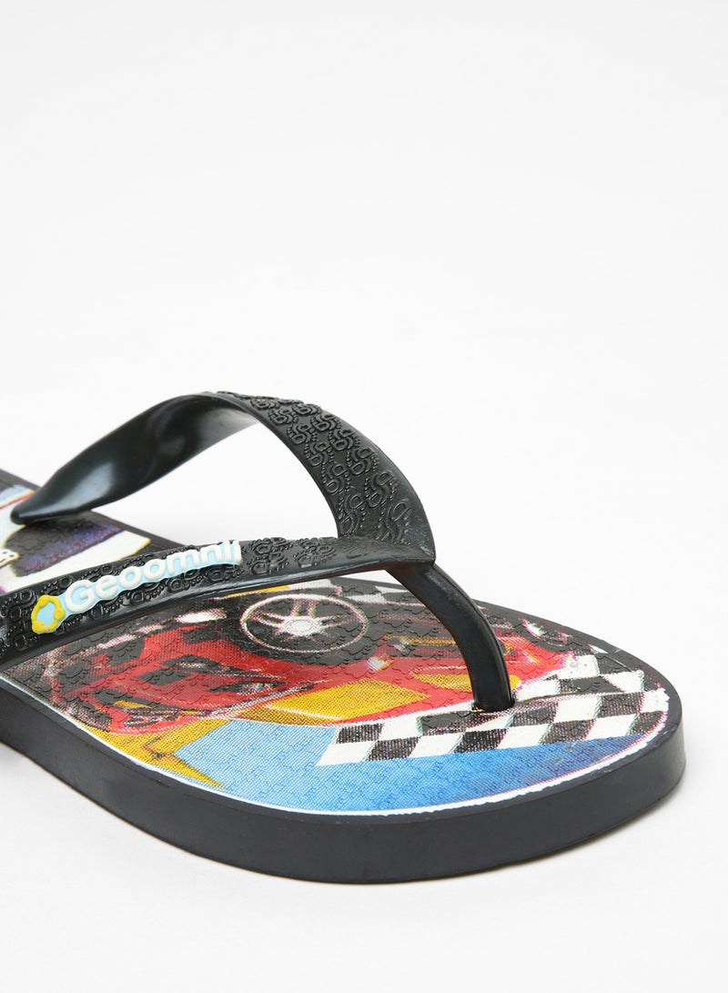 Geoomnii Dylan Printed Slip On Slipper Black  - Image 4