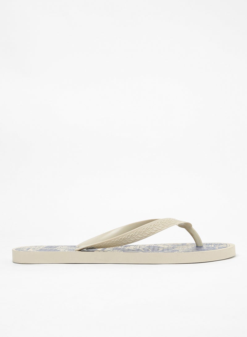 Geoomnii - Calcito Printed Slip On Slipper Beige/Blue - Image 1