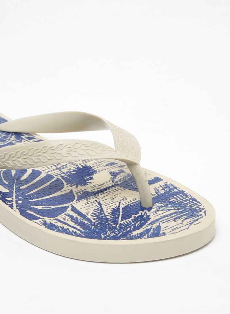 Geoomnii - Calcito Printed Slip On Slipper Beige/Blue - Image 1