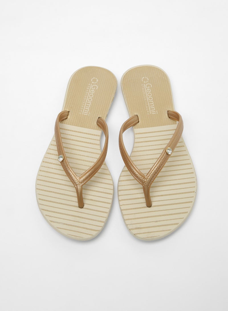 Geoomnii - Roslin Printed Slip On Slipper Beige - Image 1