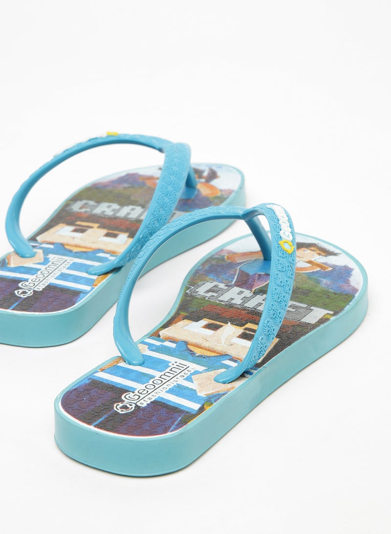 Geoomnii - Keif Printed Slipper Light Blue - Image 1