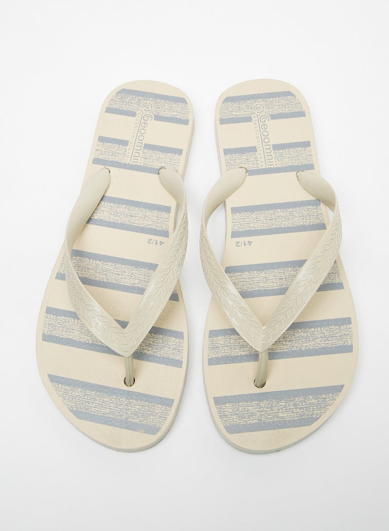Geoomnii - Kazak Printed Slip On Slipper Beige - Image 1