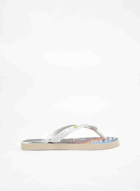 Dylan Printed Slip On Slipper White