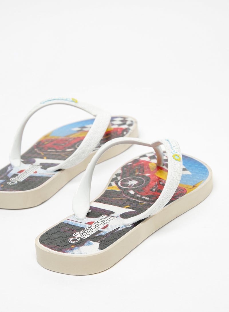 Geoomnii - Dylan Printed Slip On Slipper White - Image 1