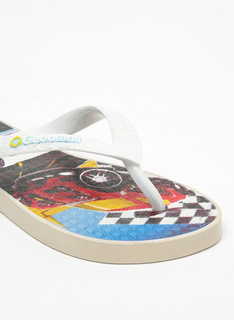 Geoomnii - Dylan Printed Slip On Slipper White - Image 1