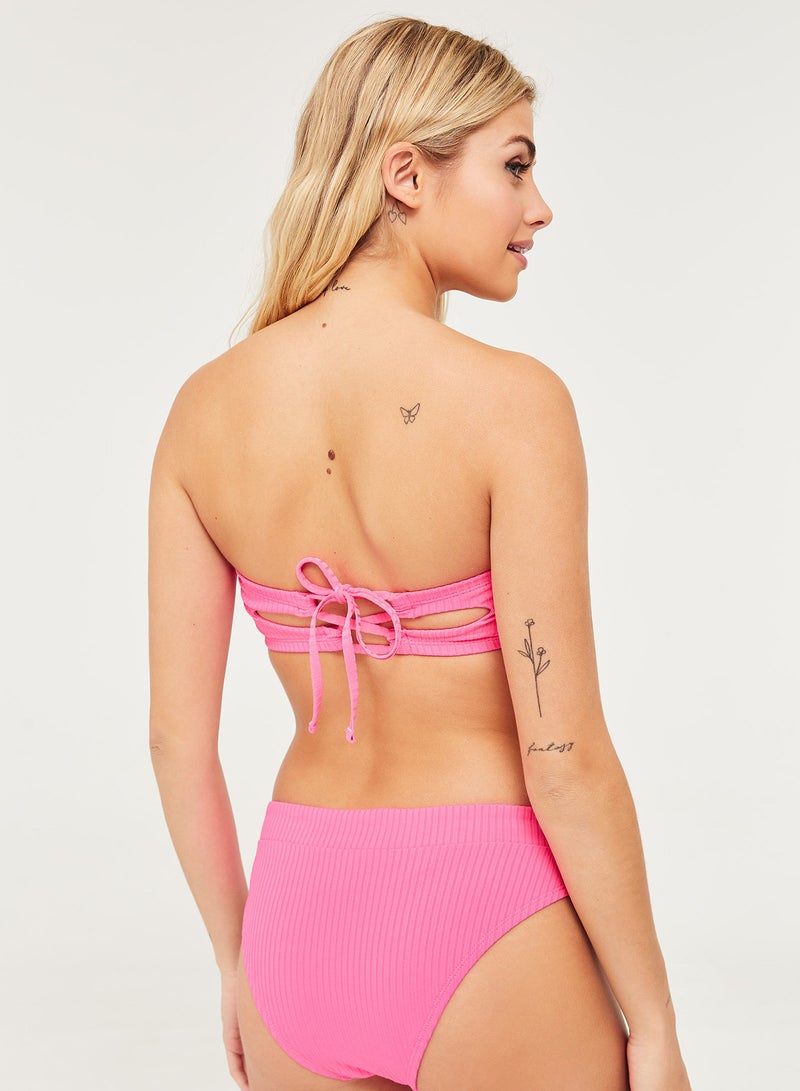 Ardene Elegant Polyester Blend Plain Classic Ribbed Brief Pink  - Image 2