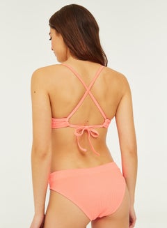 Ardene Ribbed Bikini Bottom Peach  - Image 1