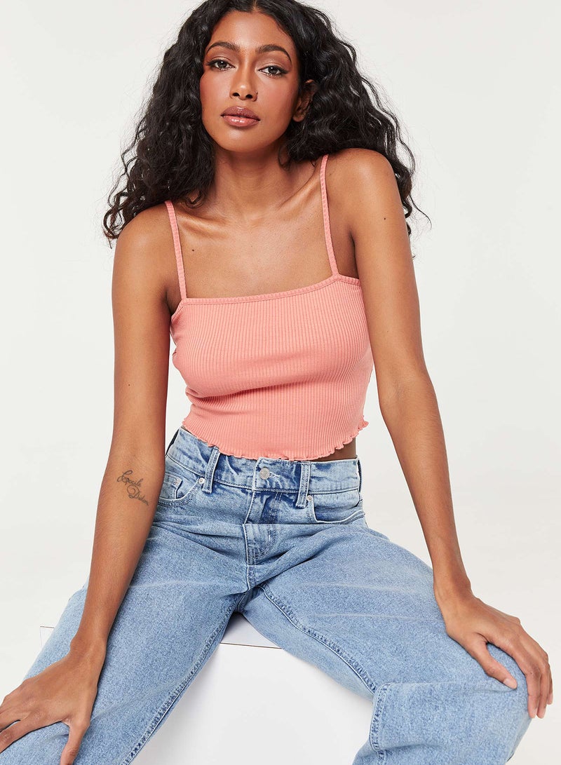 Ardene - Cropped Rib Knitted Camis Peach - Image 1