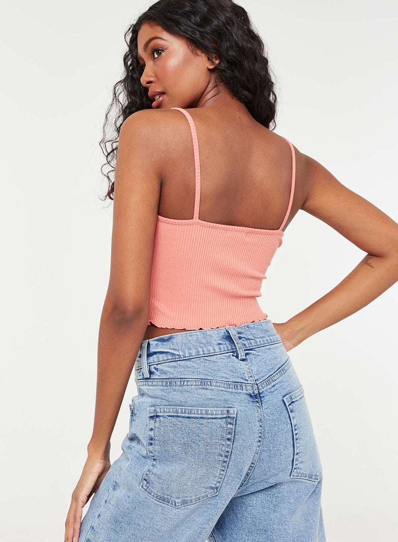 Ardene - Cropped Rib Knitted Camis Peach - Image 1
