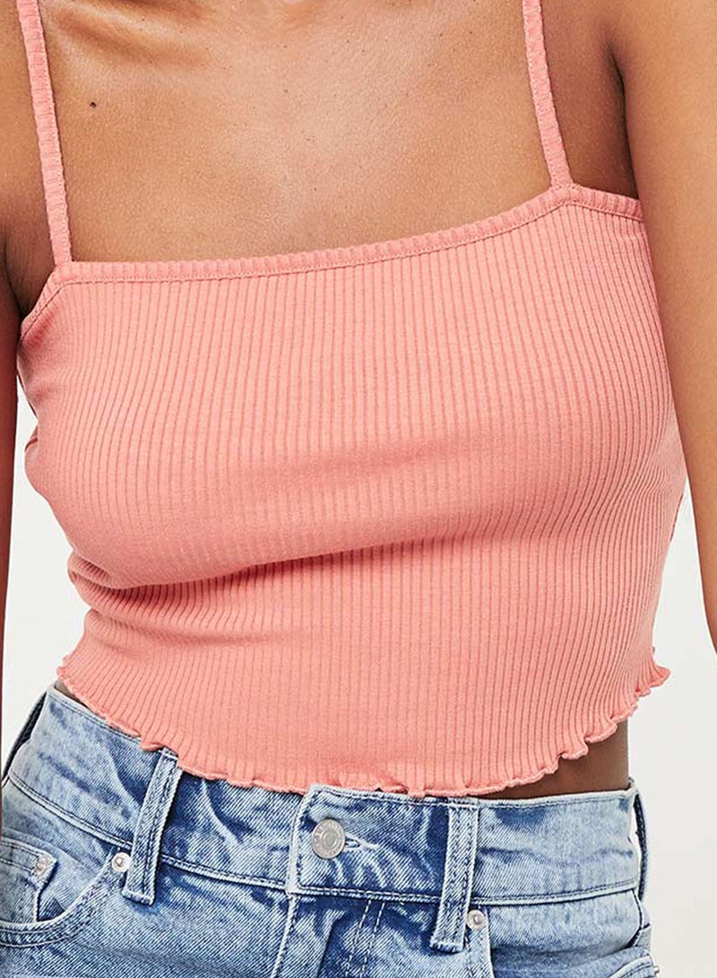 Ardene - Cropped Rib Knitted Camis Peach - Image 1