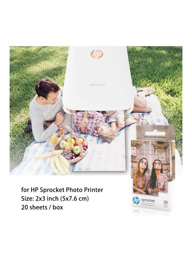 HP - 20 Sheets Zink Sticky Backed Photo Paper - Image 1