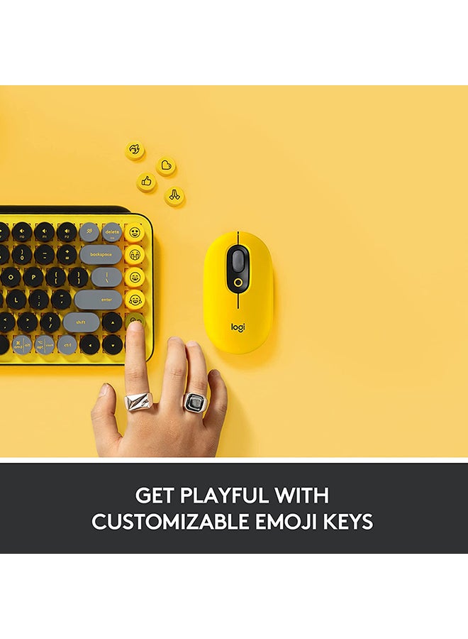 Logitech - POP Keys Mechanical Wireless Keyboard With Customisable Emoji Keys, Durable Compact Design, Bluetooth Or USB Connectivity, Multi-Device, OS Compatible, US Layout Yellow - Image 1