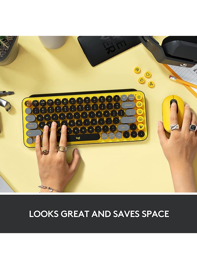 Logitech - POP Keys Mechanical Wireless Keyboard With Customisable Emoji Keys, Durable Compact Design, Bluetooth Or USB Connectivity, Multi-Device, OS Compatible, US Layout Yellow - Image 1