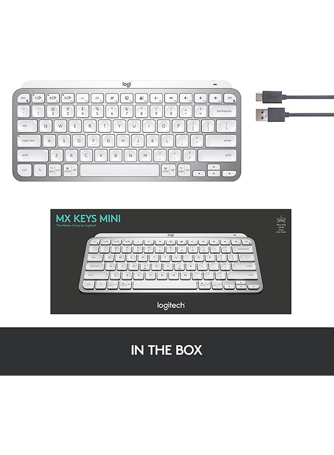 Logitech - MX Keys Mini Minimalist Wireless Illuminated Keyboard, Compact, Bluetooth, Backlit, USB-C, Compatible With Apple macOS, iOS, Windows, Linux, Android, Metal Build, US Layout Grey - Image 1