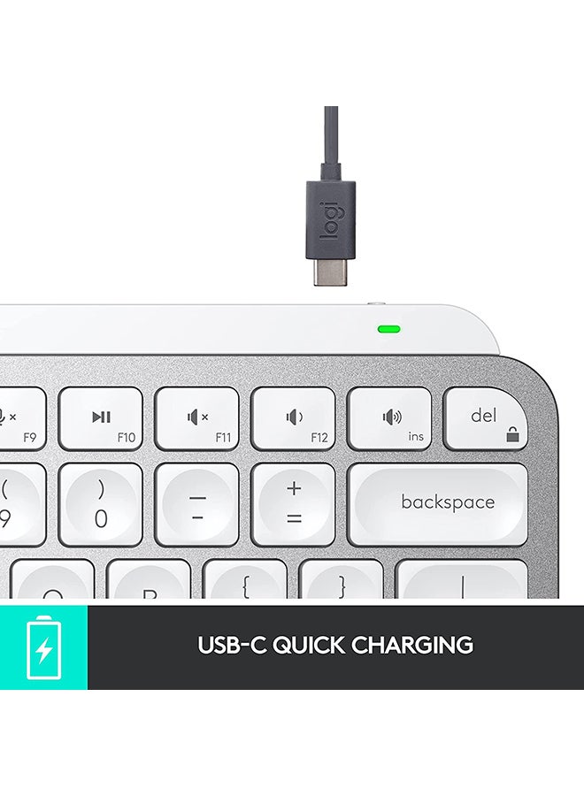 Logitech - MX Keys Mini Minimalist Wireless Illuminated Keyboard, Compact, Bluetooth, Backlit, USB-C, Compatible With Apple macOS, iOS, Windows, Linux, Android, Metal Build, US Layout Grey - Image 1