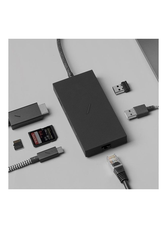 Type-C Smart Hub 7-in-1 Adapter w/ 2x USB 3.0, USB-C PD, HDMI, Micro SD, SD Card Reader, Ethernet Port Grey