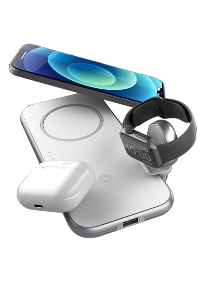 Zens - Aluminium 4-in-1 Wireless Charger with 45W USB PD Designed for Magsafe White - Image 1