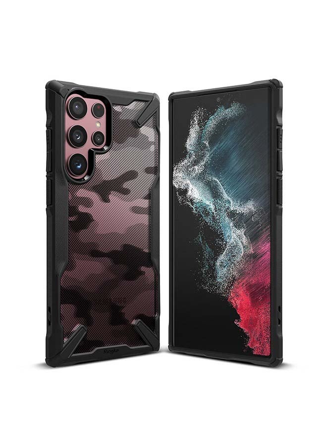 Ringke Fusion X Series for Samsung S22 Ultra Case Hard PC Back Heavy Duty TPU Frame Cover - Camo black  - Image 1
