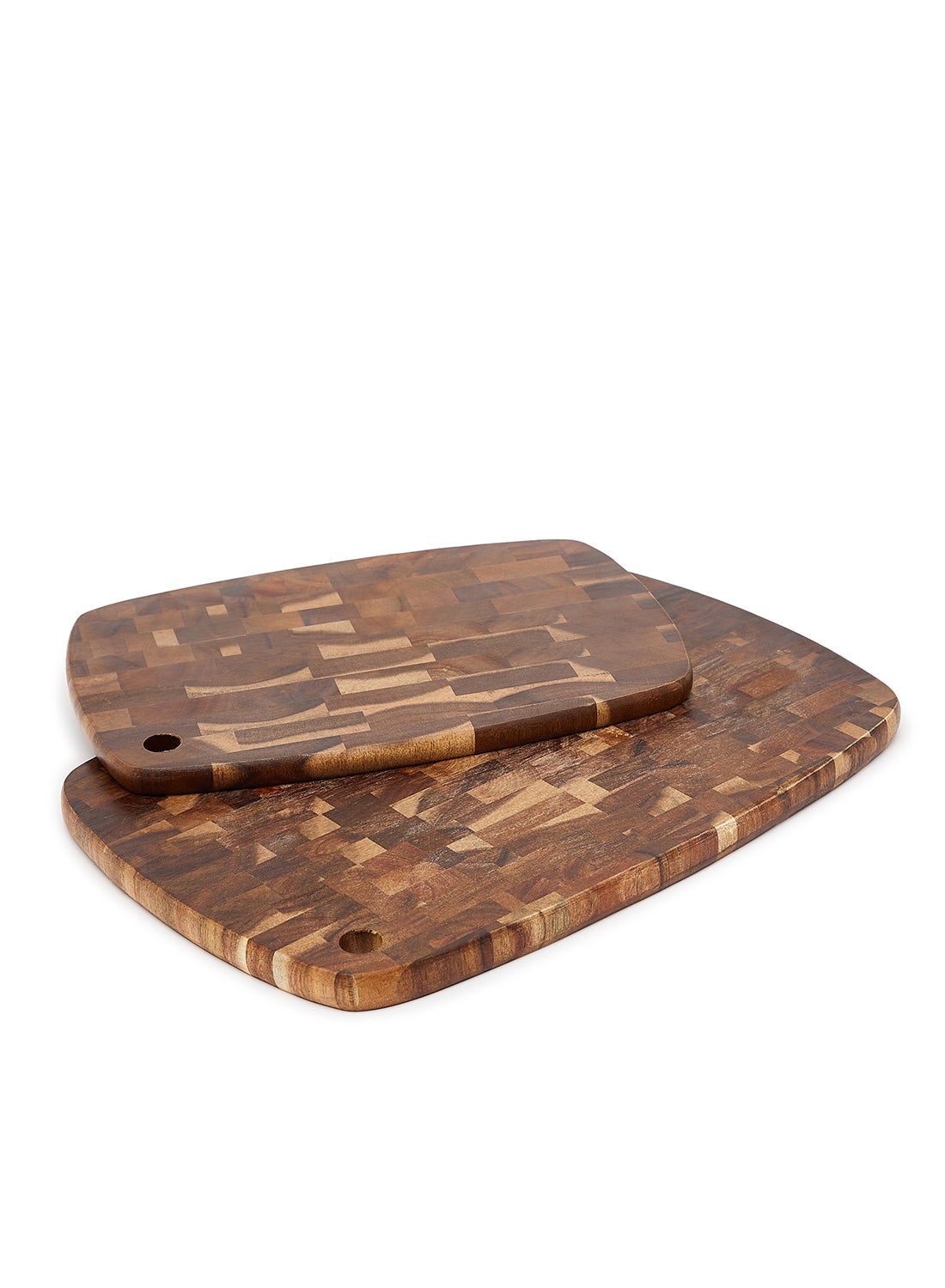 2 Piece Serving Board - Made Of Acacia Wood - Premium Quality - Serving Plate - Serving Dishes - Tray - Wood Platter - By Noon East - Dark Brown M:32x22x1.5 cm L:40x28x2 cm 