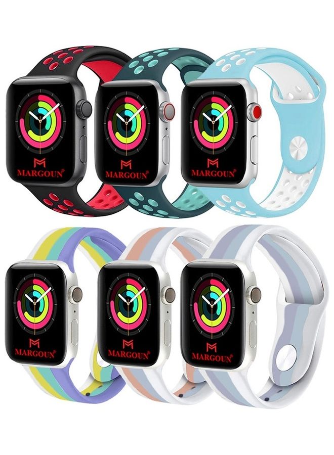MARGOUN - Apple Watch 45mm 44mm 42 Silicone Sport Band 6 Pack Nike Design Collection 3 - Image 1