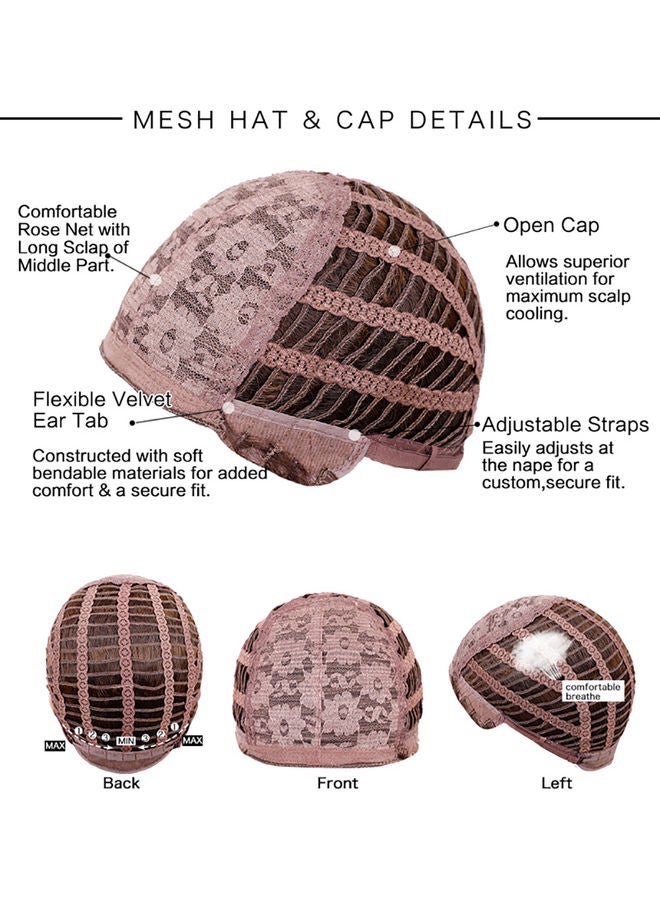 Mid-Part Gradient Big Wave Synthetic Wig Pink 60cm - Image 4