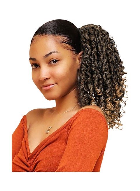 Women's Stretch Mesh Ponytail Wavy Curly Wig Multicolour 35cm