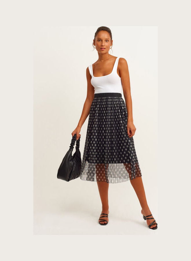 OXXO Pleated Tulle Skirt Dot Comb  - Image 1