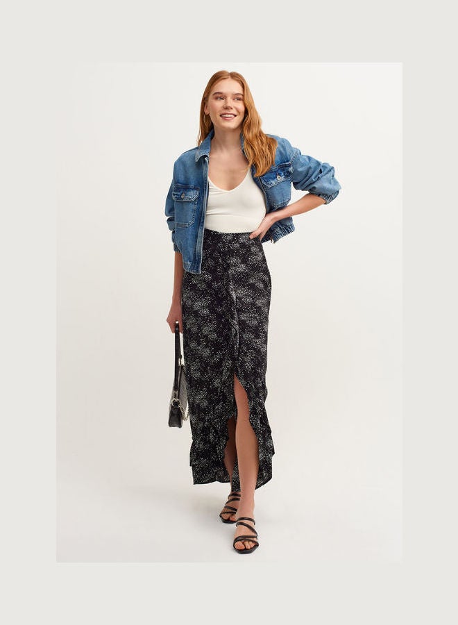 OXXO Ruffled Slit Asymmetric Skirt Multicolour  - Image 1