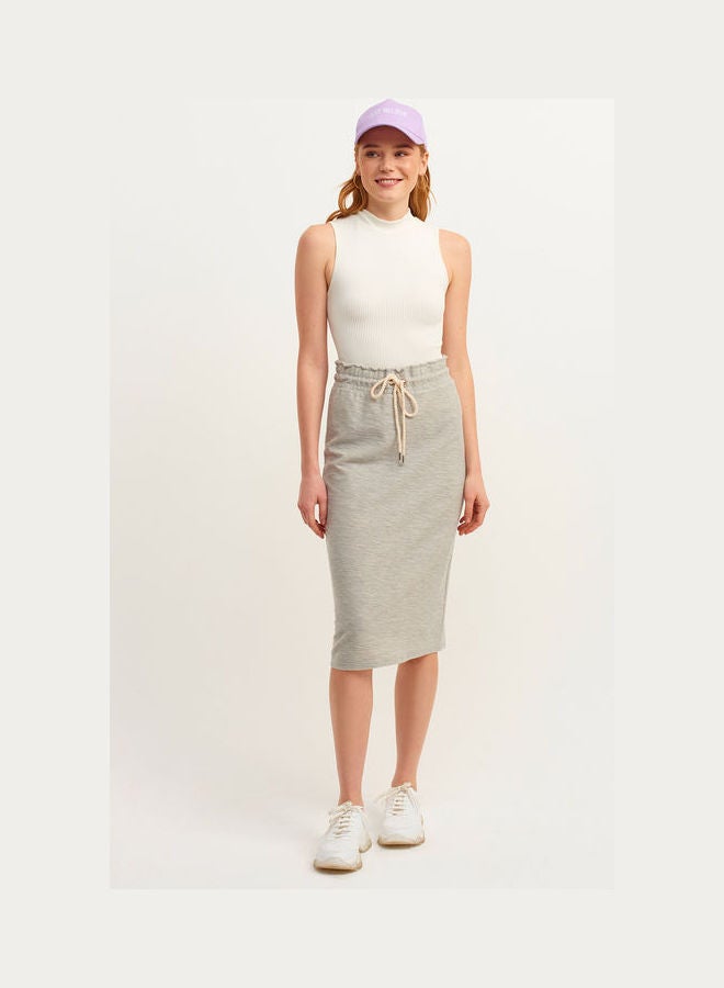 OXXO Midi Skirt With Comfortable Material Light Grey Melange  - Image 1