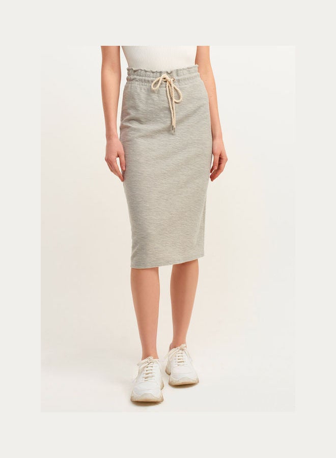OXXO Midi Skirt With Comfortable Material Light Grey Melange  - Image 2