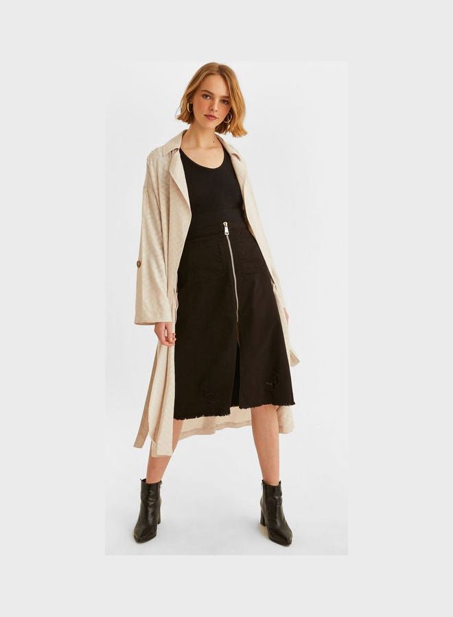 OXXO Slit Skirt With Zipper Detail Black  - Image 1