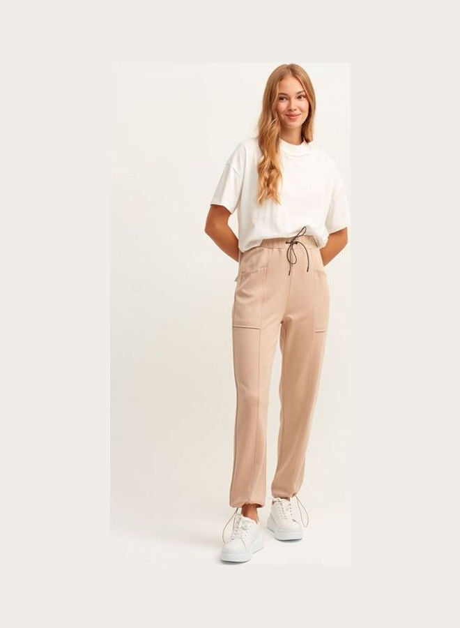 Cotton Carrot Fit Pants Beige - v1646902359/N52868403V_1