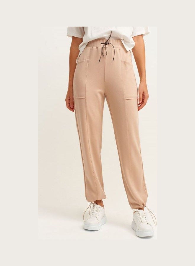 Cotton Carrot Fit Pants Beige - v1646902359/N52868403V_2