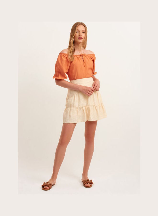 OXXO Womens Ruffle Skirt Beige  - Image 3